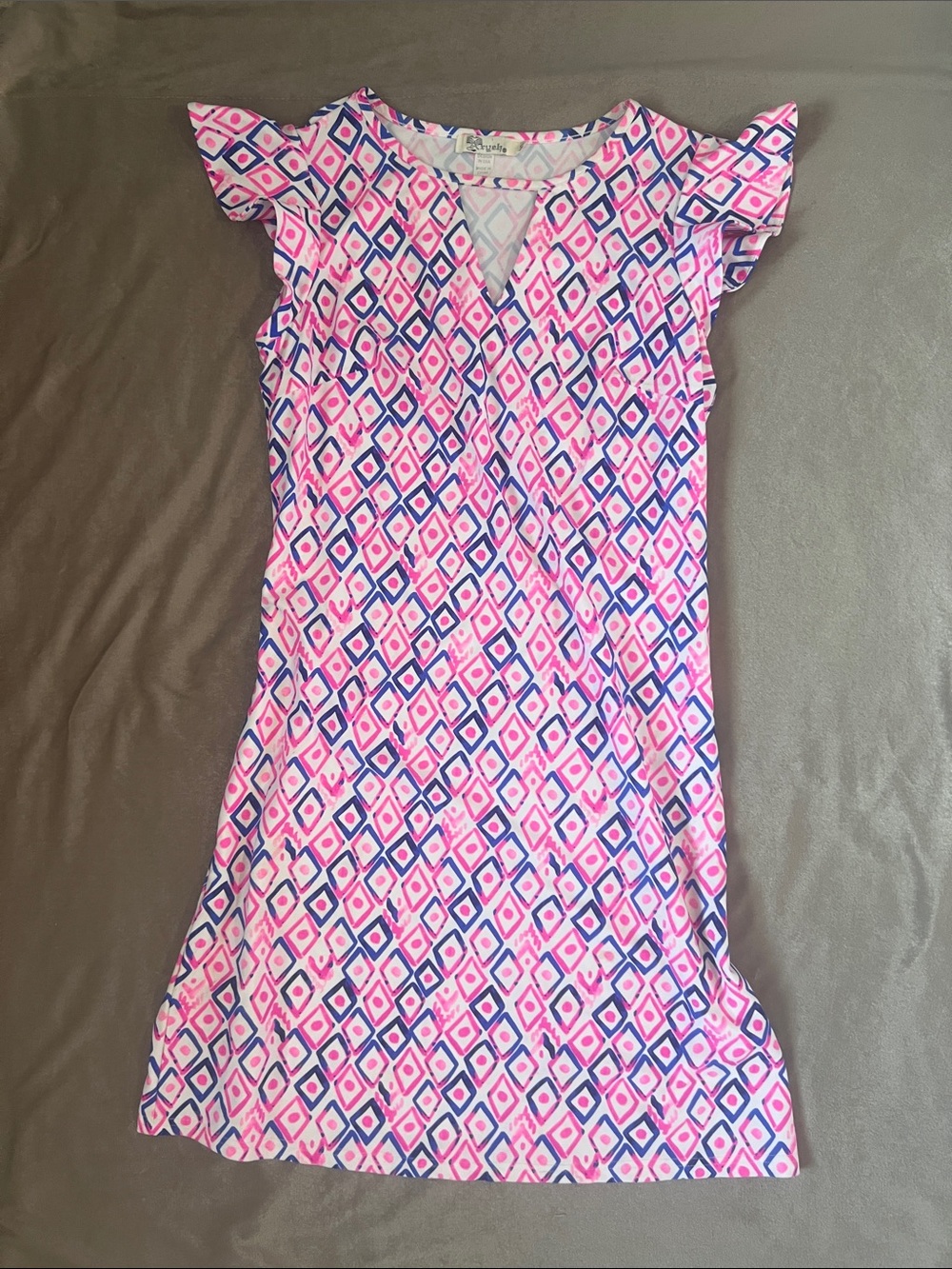 Women’s Pink & Blue Diamond Print One-Piece Dress